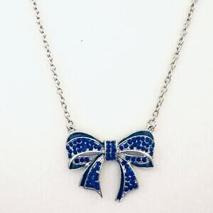 Silver Blue Bow Necklace